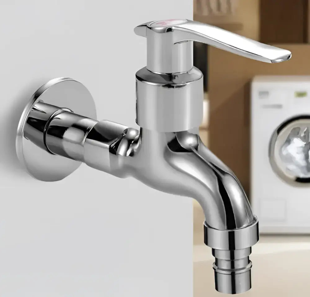Modern chrome brass single cold water wall tap with sleek curved spout for bathroom decorbites brass single use