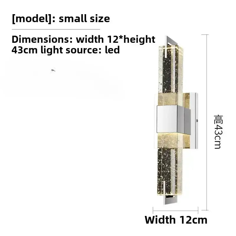 Modern chrome bubble crystal led wall lamp with sleek rectangular design and gold black particles for bathroom decorbites bubble crystal wall lamp