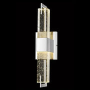 Modern chrome bubble crystal led wall lamp with vertical acrylic panels filled with golden bubble particles for decorbites