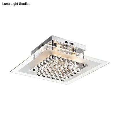 DecorBites™ DecorBites™ Modern Chrome Ceiling Light Fixture | 5-Head Semi Mount | Clear Crystal Orbs | Square Design