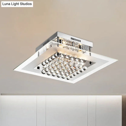 DecorBites™ DecorBites™ Modern Chrome Ceiling Light Fixture | 5-Head Semi Mount | Clear Crystal Orbs | Square Design