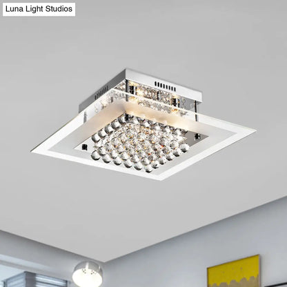 DecorBites™ DecorBites™ Modern Chrome Ceiling Light Fixture | 5-Head Semi Mount | Clear Crystal Orbs | Square Design