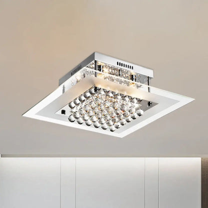 DecorBites™ DecorBites™ Modern Chrome Ceiling Light Fixture | 5-Head Semi Mount | Clear Crystal Orbs | Square Design