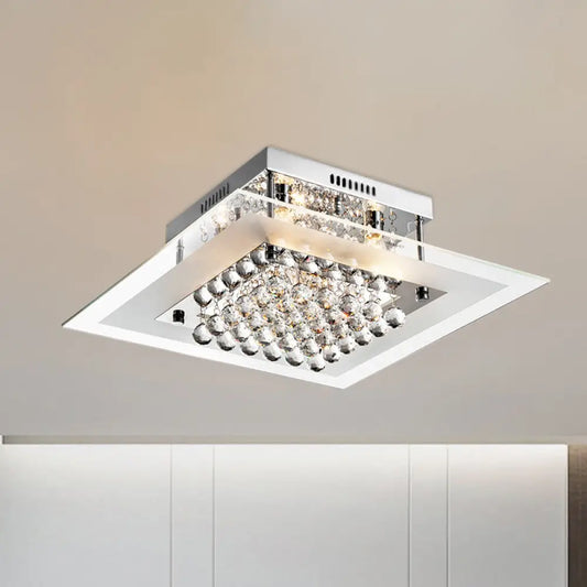 DecorBites™ DecorBites™ Modern Chrome Ceiling Light Fixture | 5-Head Semi Mount | Clear Crystal Orbs | Square Design