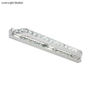 Modern chrome clear amber crystal led vanity light with bulb base and two rows of clear crystal embellishments