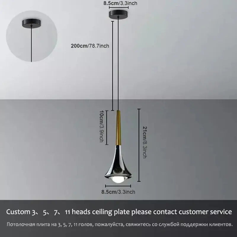 Modern black and gold lodes rain pendant lamp with a sleek trumpet-shaped design for bedroom decorbites lodes rain lighting
