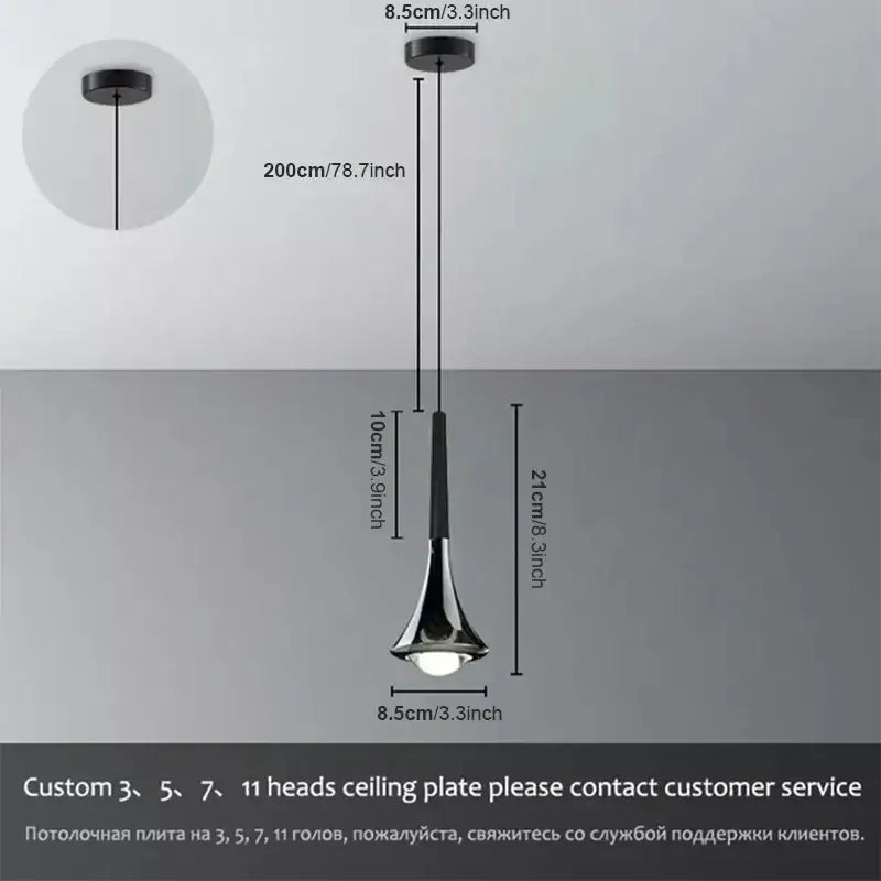 Modern chrome conical led rain pendant lamp with sleek black finish and polished metallic design for bedroom decorbites lodes rain