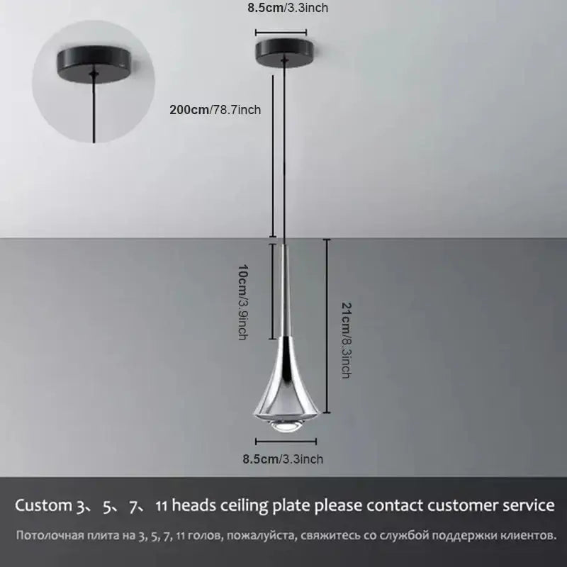 A modern chrome conical led rain pendant lamp with polished chrome finish and teardrop glass shade for bedroom decorbites lodes rain