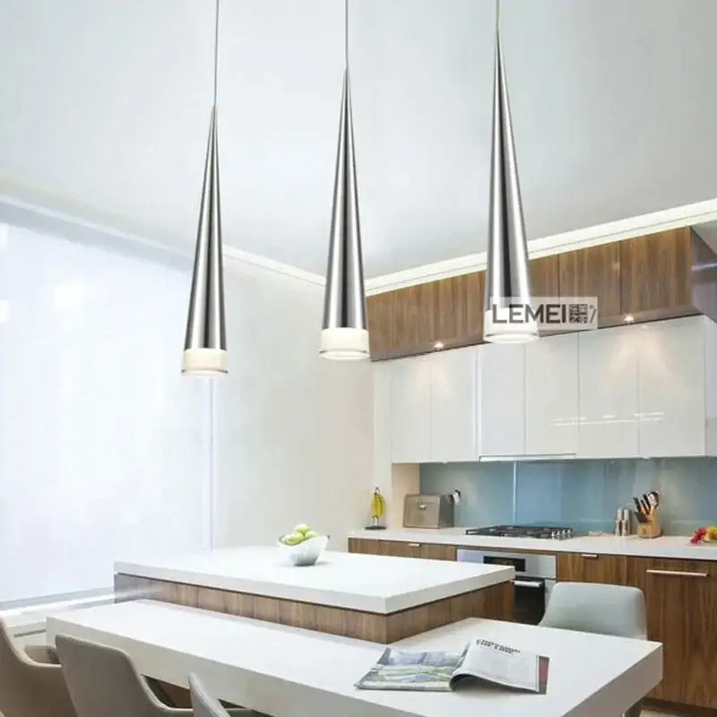 Three sleek modern chrome conical pendant lights with brushed stainless steel finish for living room decorbites conical pendant light