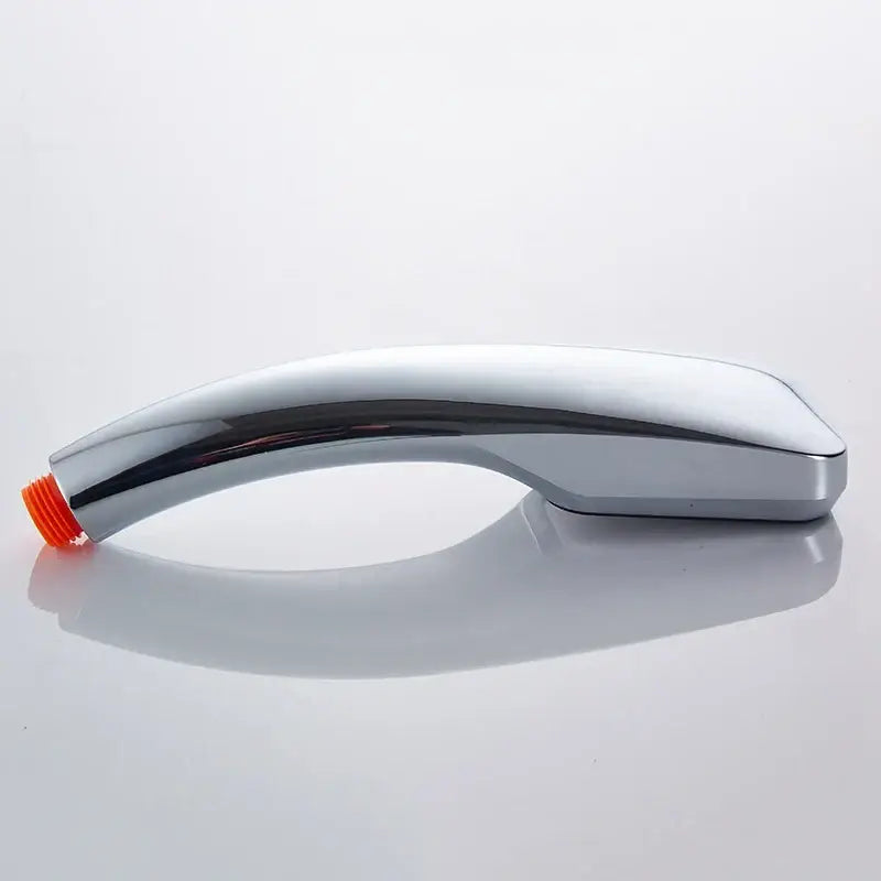 Modern chrome contemporary shower head with a bright orange threaded connector for bathroom pressure boost spray contemporary shower