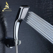 Modern chrome contemporary shower head with sleek design and adjustable spray pattern for pressure boost bathroom use