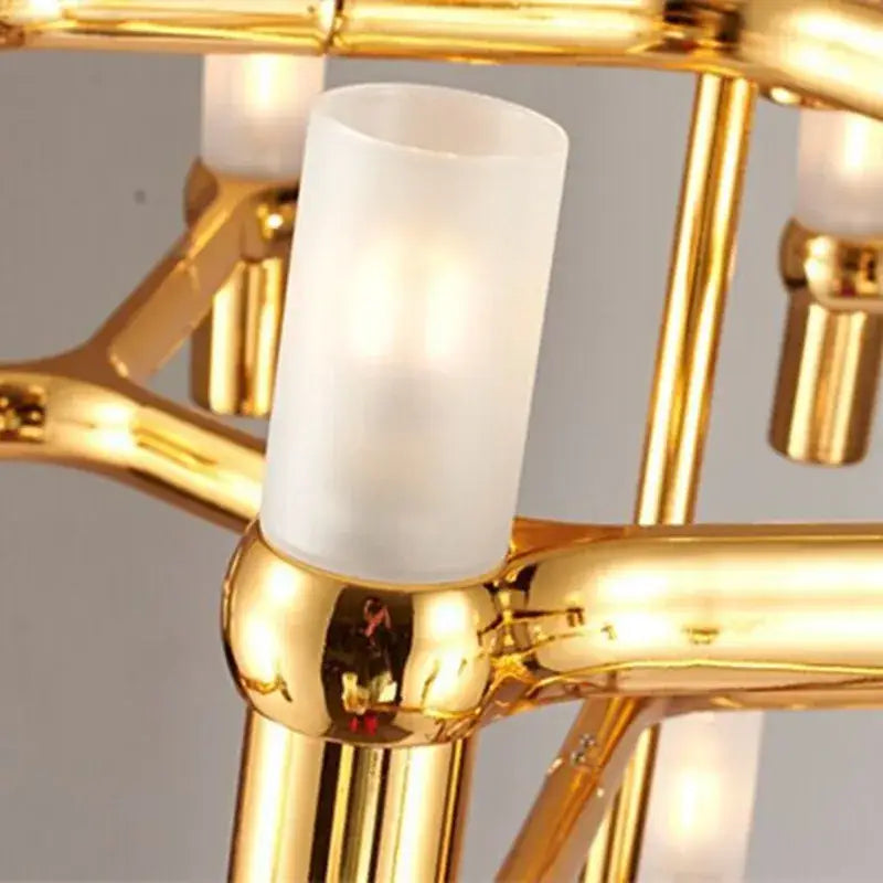 Modern chrome crown major chandelier gold-finished with frosted white glass shades for elegant decorbites crown major lighting