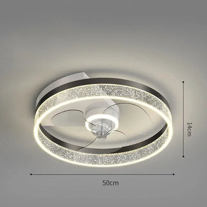 Modern chrome crystal ceiling fan light with sleek white design and illuminated ring for bedroom decorbites ceiling fan