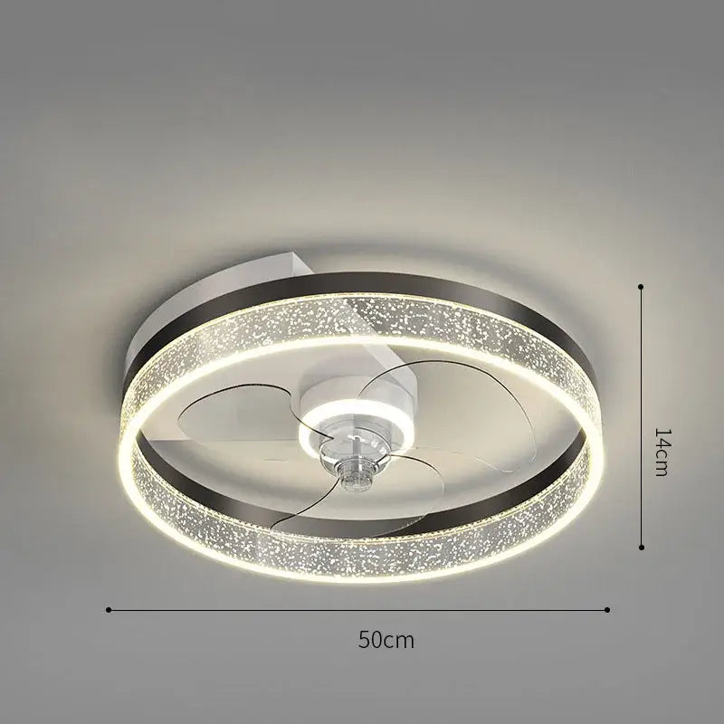 Modern chrome crystal ceiling fan light with sleek white design and illuminated ring for bedroom decorbites ceiling fan