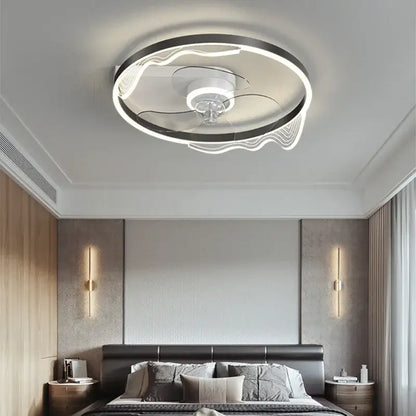 Modern chrome crystal ceiling fan light for bedroom featuring sleek black frame and integrated led decorbites ceiling fan light