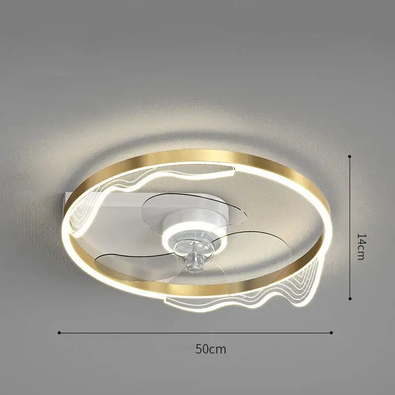 Modern chrome crystal ceiling fan light with gold frame integrated led lighting and transparent motor housing decorbites ceiling fan
