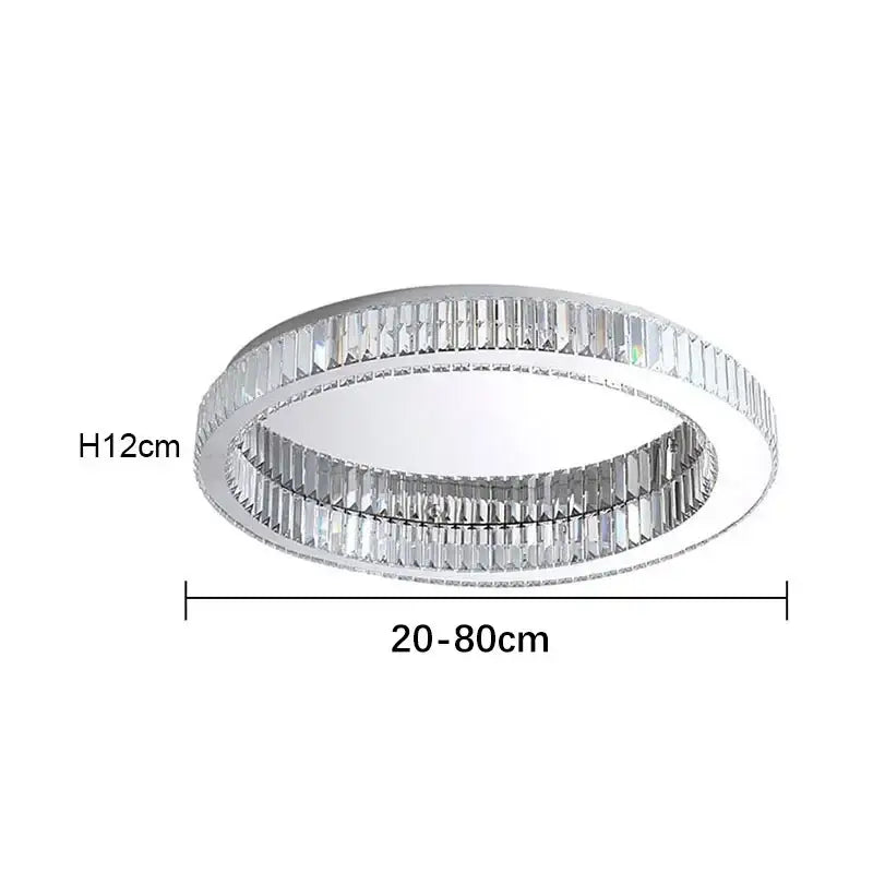 Modern chrome ceiling chandelier with two crystal circle led rings by decorbites for elegant living room lighting