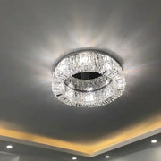 Modern chrome crystal led ceiling lamp with circular frame and faceted crystals for living room decorbites ceiling lamp