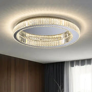 Modern double-ring decorbites crystal led chrome ceiling light with warm led lighting for dining room decor