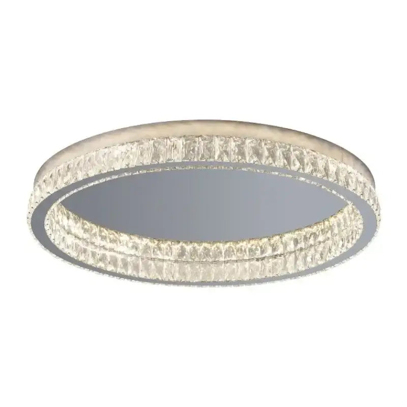 Modern chrome decorbites crystal led ceiling light with faceted crystal rings for dimmable living room decor