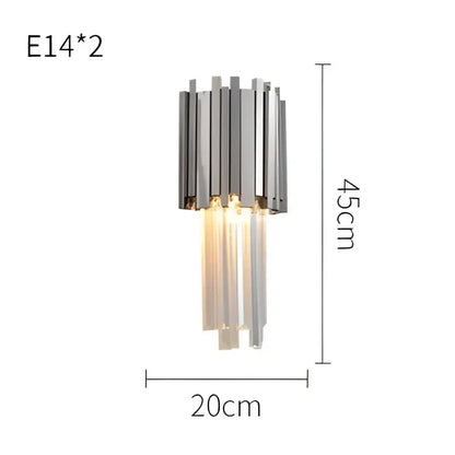 Modern chrome crystal led chandelier suspension lighting with two e14 bulbs and cascading clear glass prisms decorbites crystal led