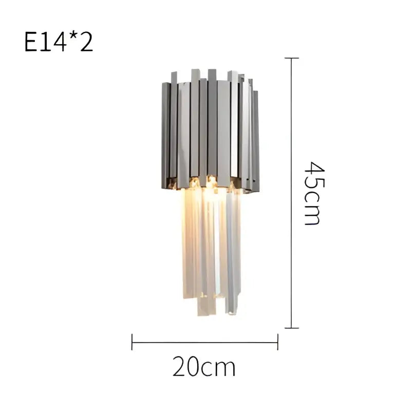 Modern chrome crystal led chandelier suspension lighting with two e14 bulbs and cascading clear glass prisms decorbites crystal led