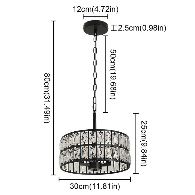 Black metal pendant chandelier with two tiers of clear crystal prisms for modern chrome crystal led pendant decorbites chandelier