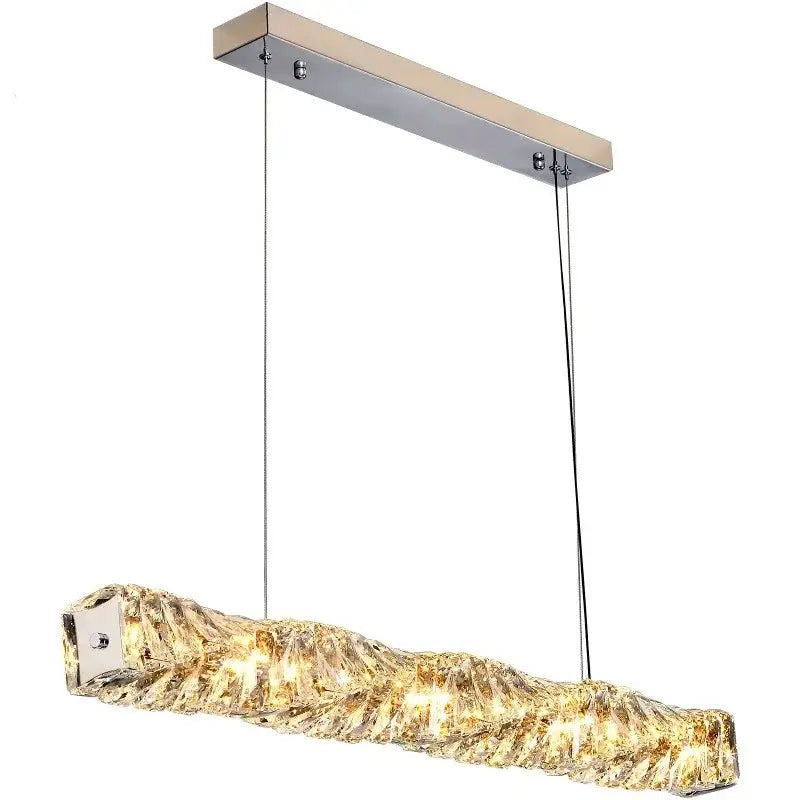 A modern chrome crystal led pendant with textured illuminated body for dining room decorbites crystal led chandelier