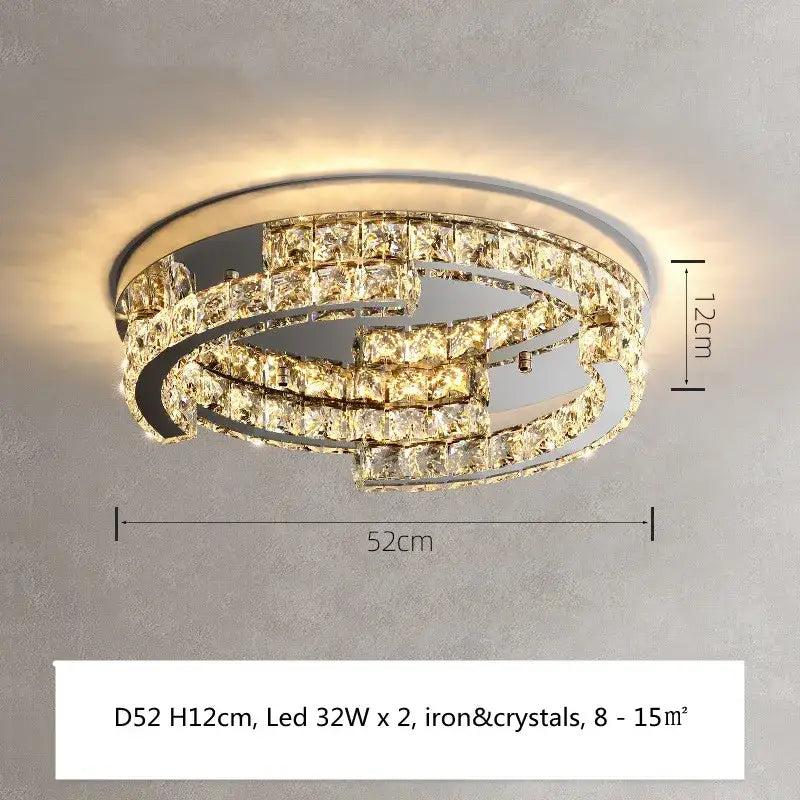 Modern chrome decorbites crystal led pendant lights with circular double ring black and gold frame for dining room decor