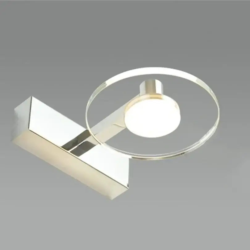 Modern chrome crystal led vanity mirror light bathroom sconce with sleek rectangular base and circular glass ring decorbites crystal led