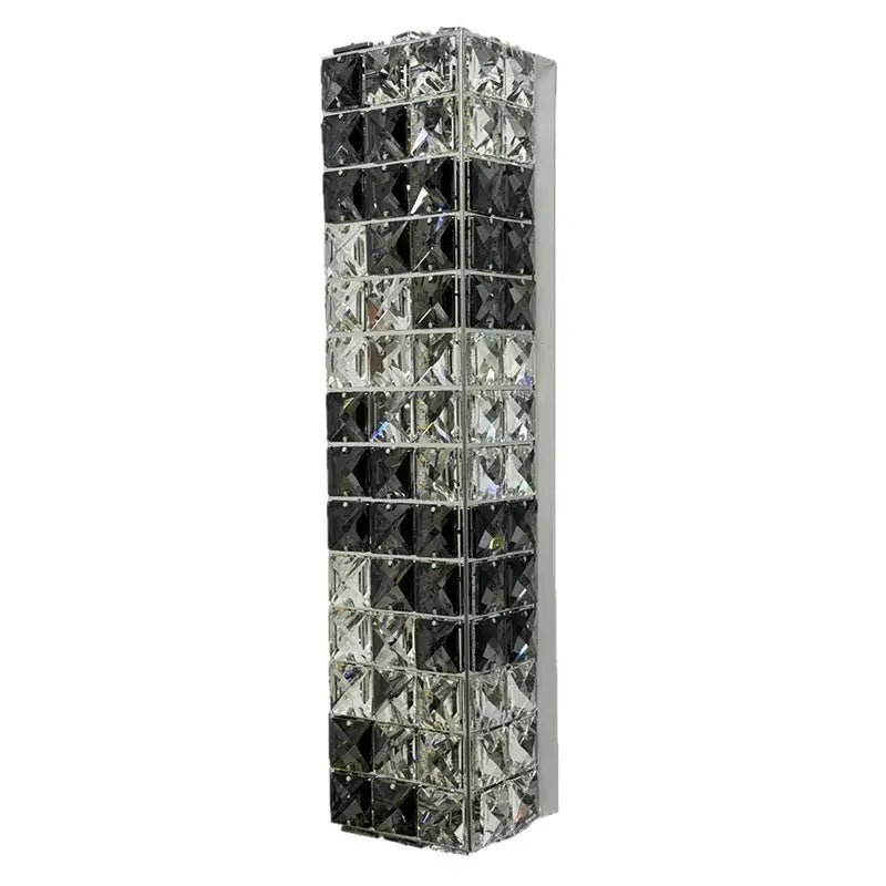 A sleek modern chrome wall lamp with crystal mosaic black and clear tiles for bedroom LED lighting decorbites crystal mosaic
