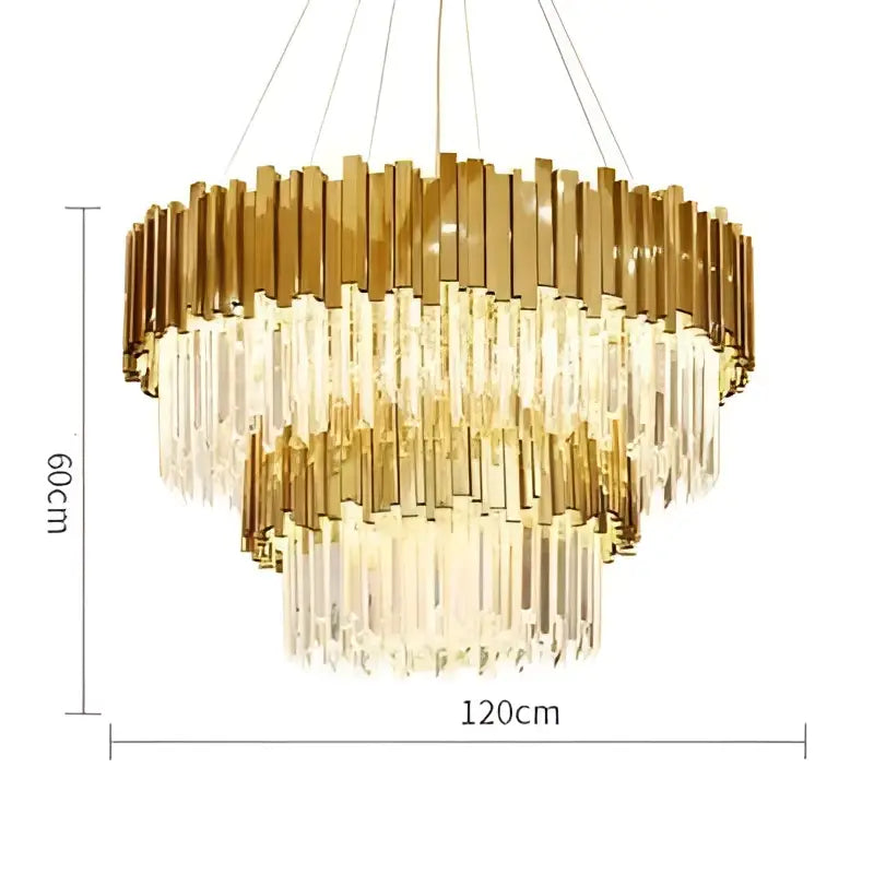 Modern chrome crystal oval led chandelier with gold-toned cascading crystal rods for elegant dining room decorbites crystal oval