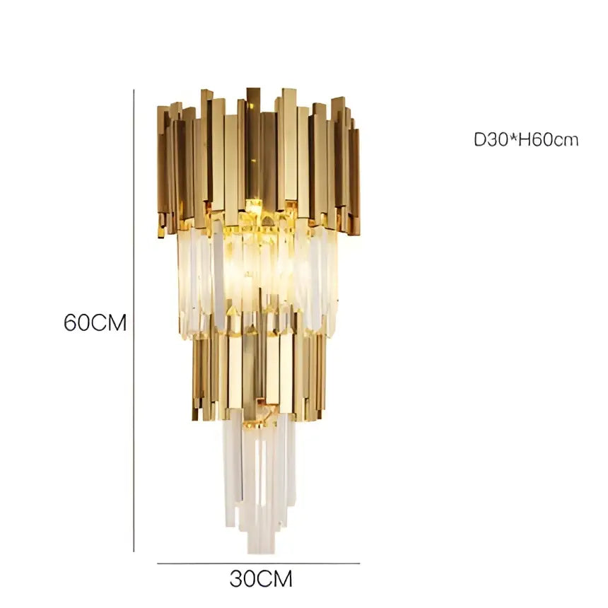 Gold-toned decorbites crystal oval led chandelier with cascading crystal rods and tiered design for dining room light