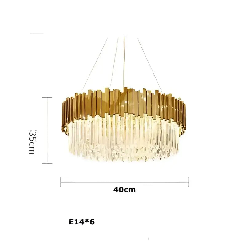 Modern chrome crystal oval led chandelier with gold-toned cascading crystal droplets in a circular design for dining room decorbites crystal oval