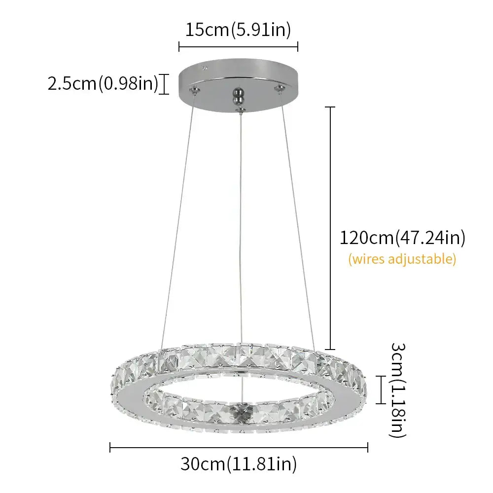 Modern chrome crystal ring chandelier pendant light with clear faceted crystals for elegant dining room decorbites decor