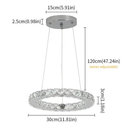 Modern chrome crystal ring chandelier pendant light with clear faceted crystals for elegant dining room decorbites decor