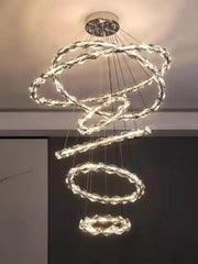 Modern chrome crystal ring chandelier with dimmable led and interlocking rings for dining room decorbites crystal ring