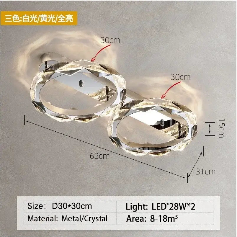Modern chrome decorbites crystal ring chandelier with dual light oval facets for dining room dimmable led decorbites crystal ring