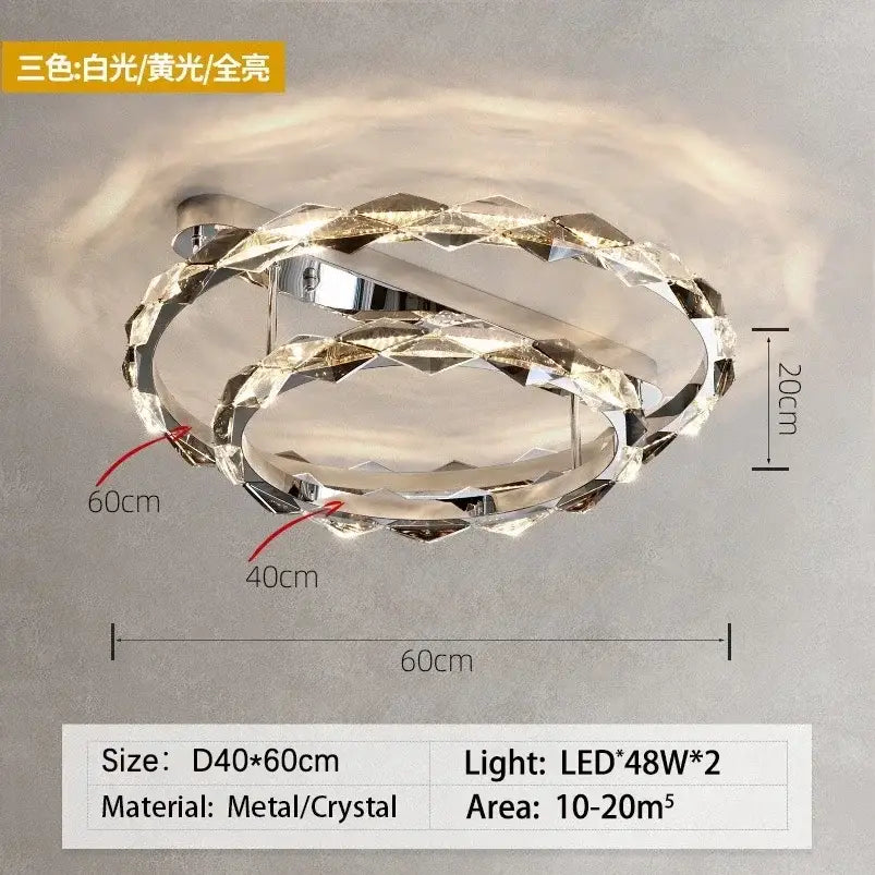Modern chrome crystal ring chandelier with polished chrome interlocking rings and clear faceted glass for dining room decorbites crystal ring