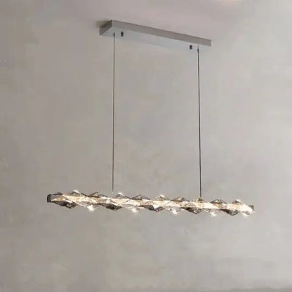 Modern chrome crystal ring chandelier featuring a rectangular pendant light with crystal-encrusted design by decorbites crystal ring