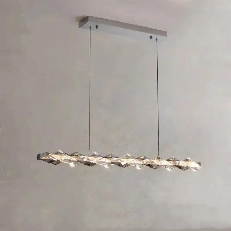 Modern chrome crystal ring chandelier featuring a rectangular pendant light with crystal-encrusted design by decorbites crystal ring