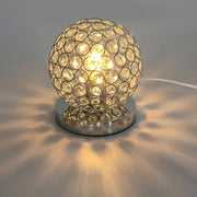 Modern chrome decorbites crystal table lamp with faceted clear crystals and chrome base for bedroom desk lighting