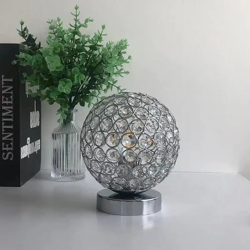 Modern chrome crystal table lamp with clear faceted crystals on chrome base perfect for bedroom decorbites crystal table