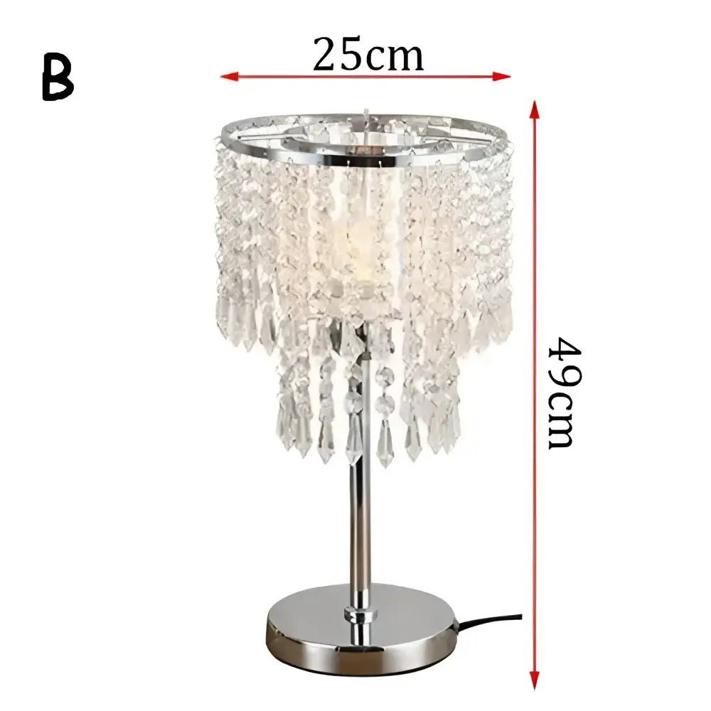 Modern chrome crystal table lamp with cascading clear crystal droplets for elegant living room decorbites crystal table lamps