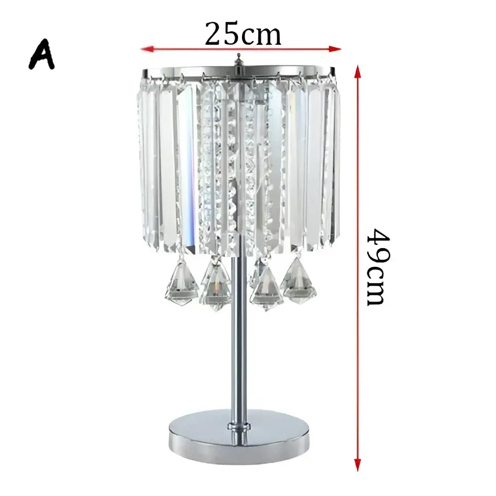 Modern chrome crystal table lamps with cylindrical chandelier shade and teardrop crystals for living room decorbites decor