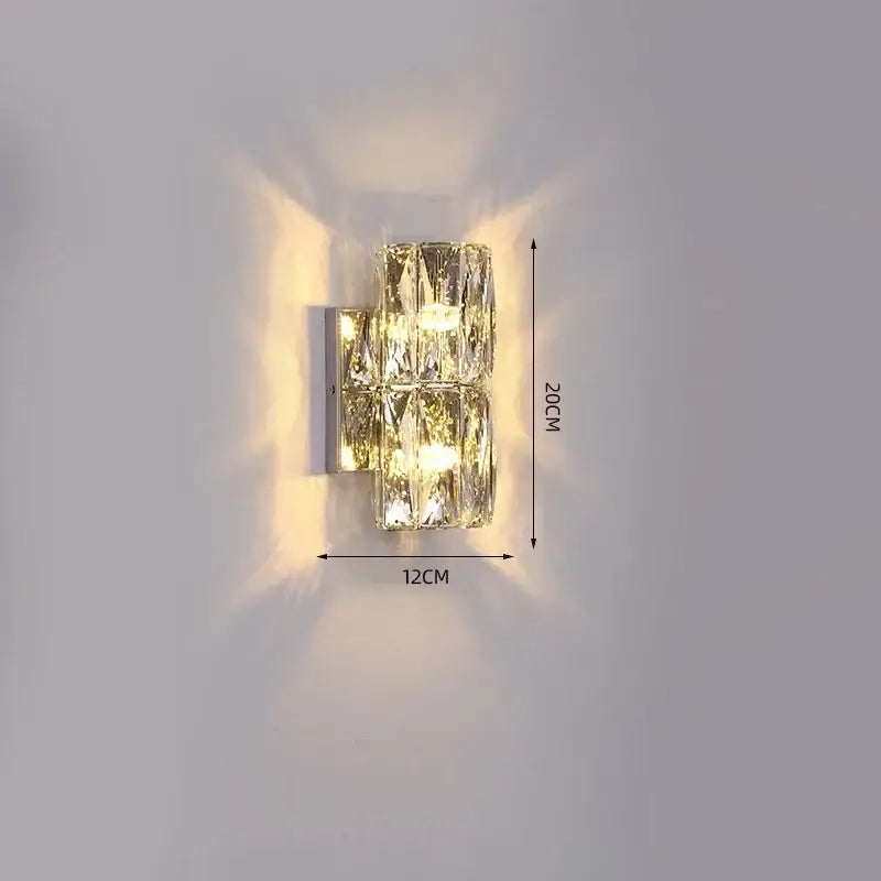 Modern chrome crystal wall light with crystal-clear faceted glass and sleek metallic base for luxury living room decorbites crystal wall light