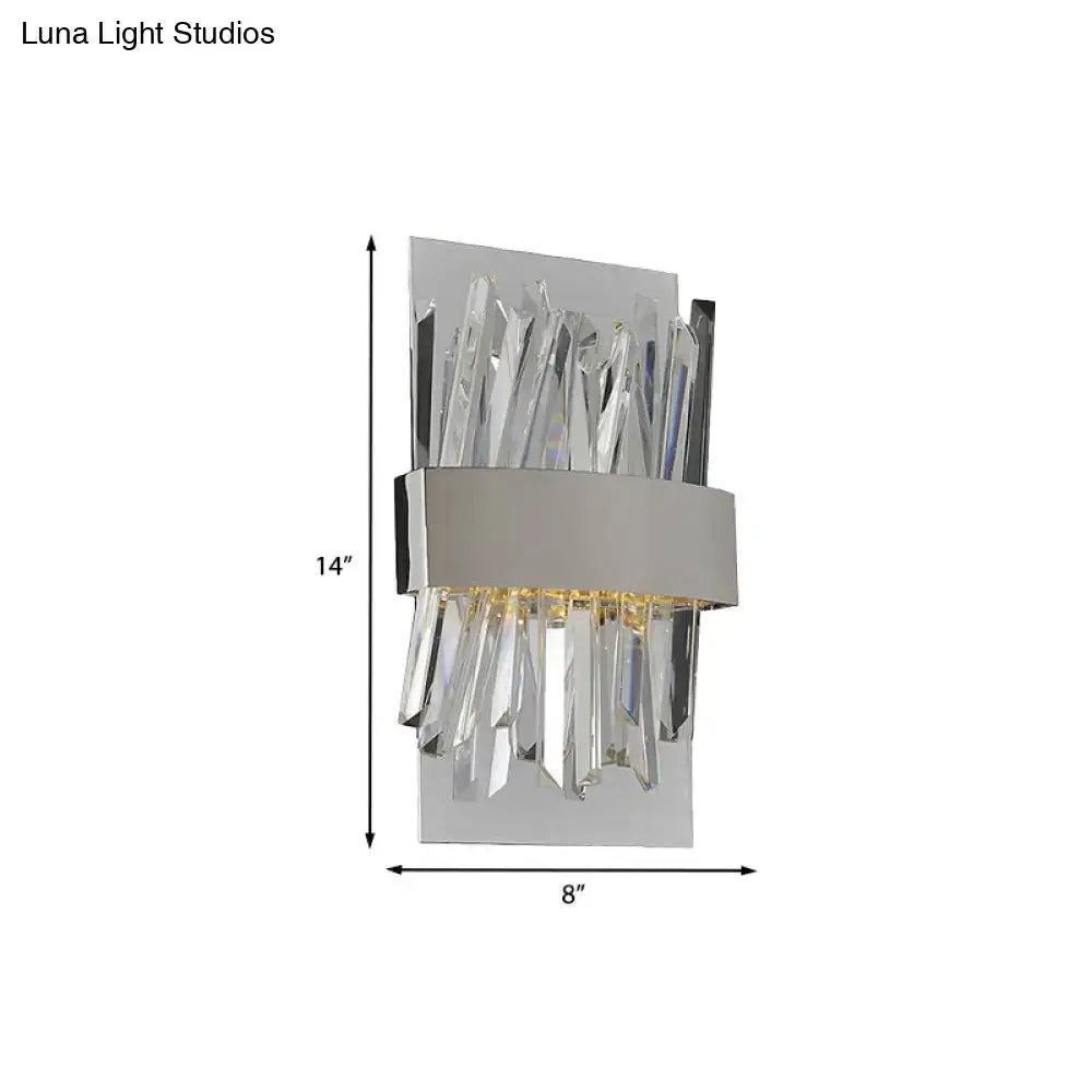 Modern chrome crystal wall sconce with clear glass prisms 220v-240v bedroom wall light for elegant ambiance