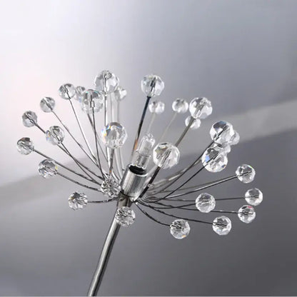 Modern chrome silver-toned metal dandelion crystal flower wall lamp with clear faceted crystal beads decorbites dandelion crystal