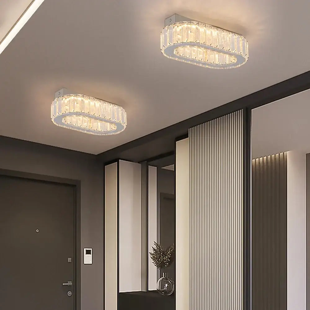 Modern chrome decorbites crystal ceiling chandelier with clear crystal rods in a sleek silver frame for living room lighting