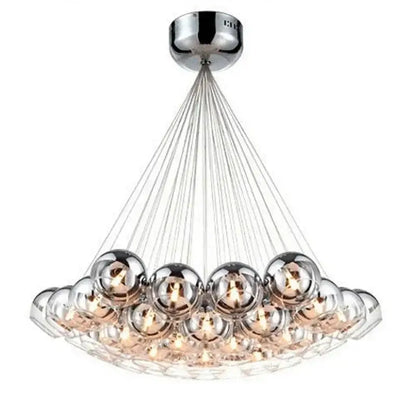 Modern chrome decorbites crystal glass ball pendant light with clear and mirrored spheres for living room use